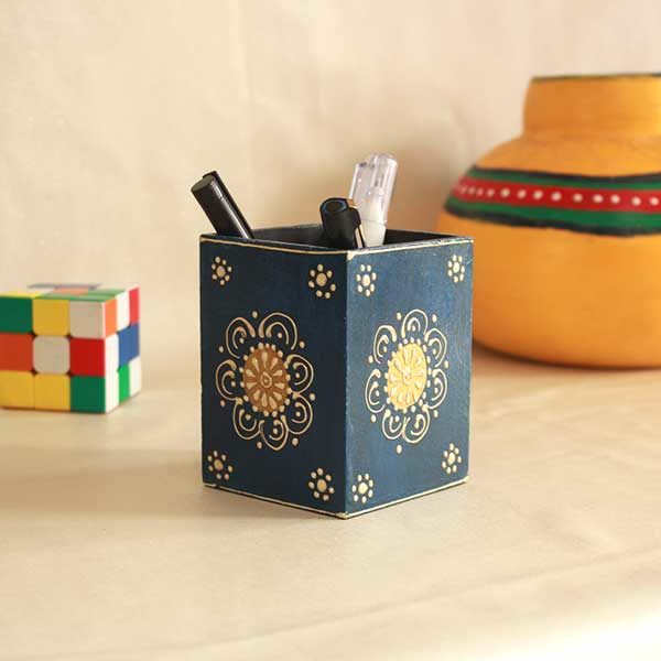 embossed hand painted pen stand
