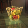 Golden Woven Fruit Basket with Chain