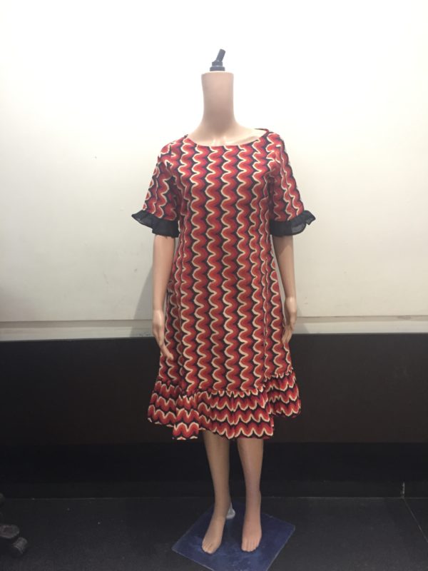 Dress - Knee Length - Red n black