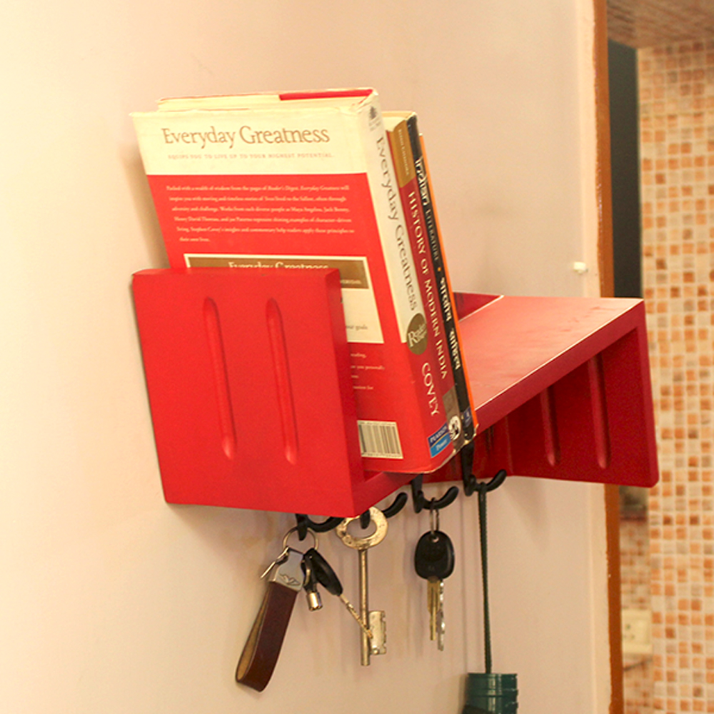 MyIndianBrand Multi-Purpose Wall Shelf with Key Holder - Image 3