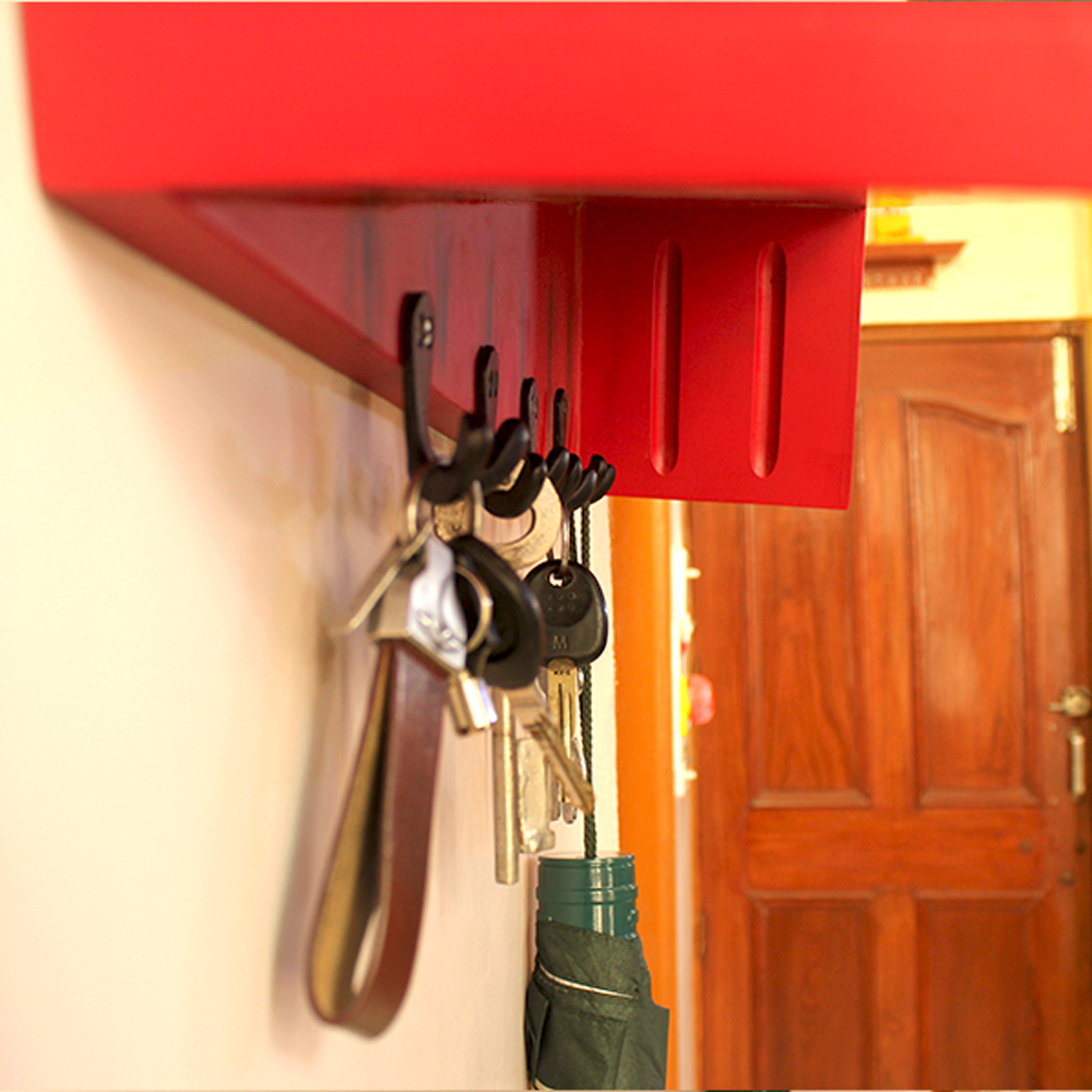 MyIndianBrand Multi-Purpose Wall Shelf with Key Holder - Image 4