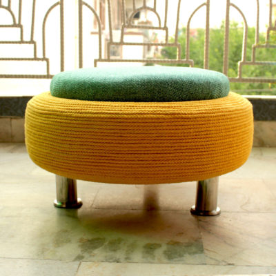 ottoman pouffe yelow teal for living room my indian brand