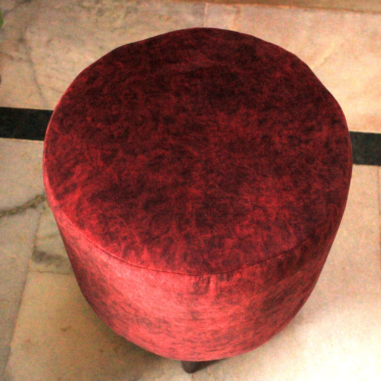 Ottoman Pouffe Cum Cushion Footrest Stool-wine-coloured