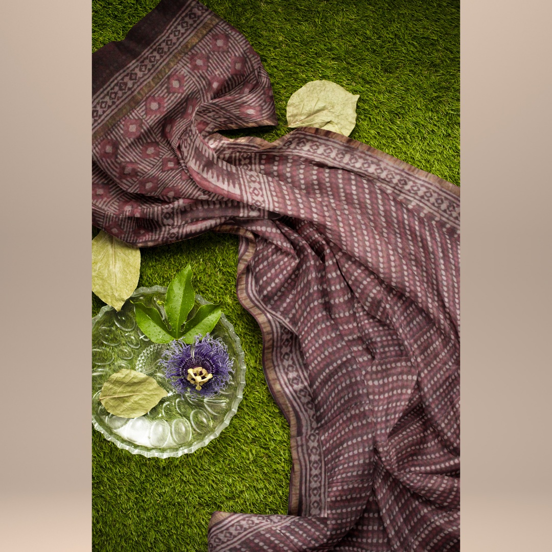 MyIndianBrand Maroon Kota Cotton Saree fabri
