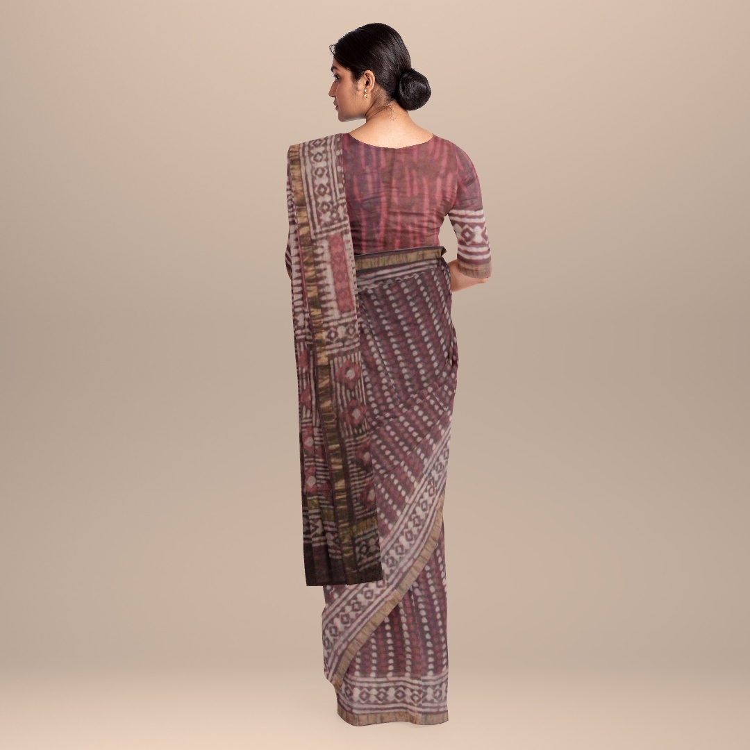 MyIndianBrand Maroon Kota Cotton Saree back