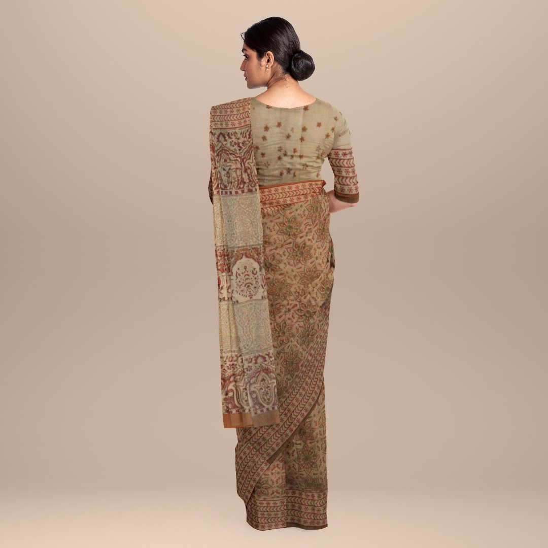 myindianbrand avni brown black bagru block print saree