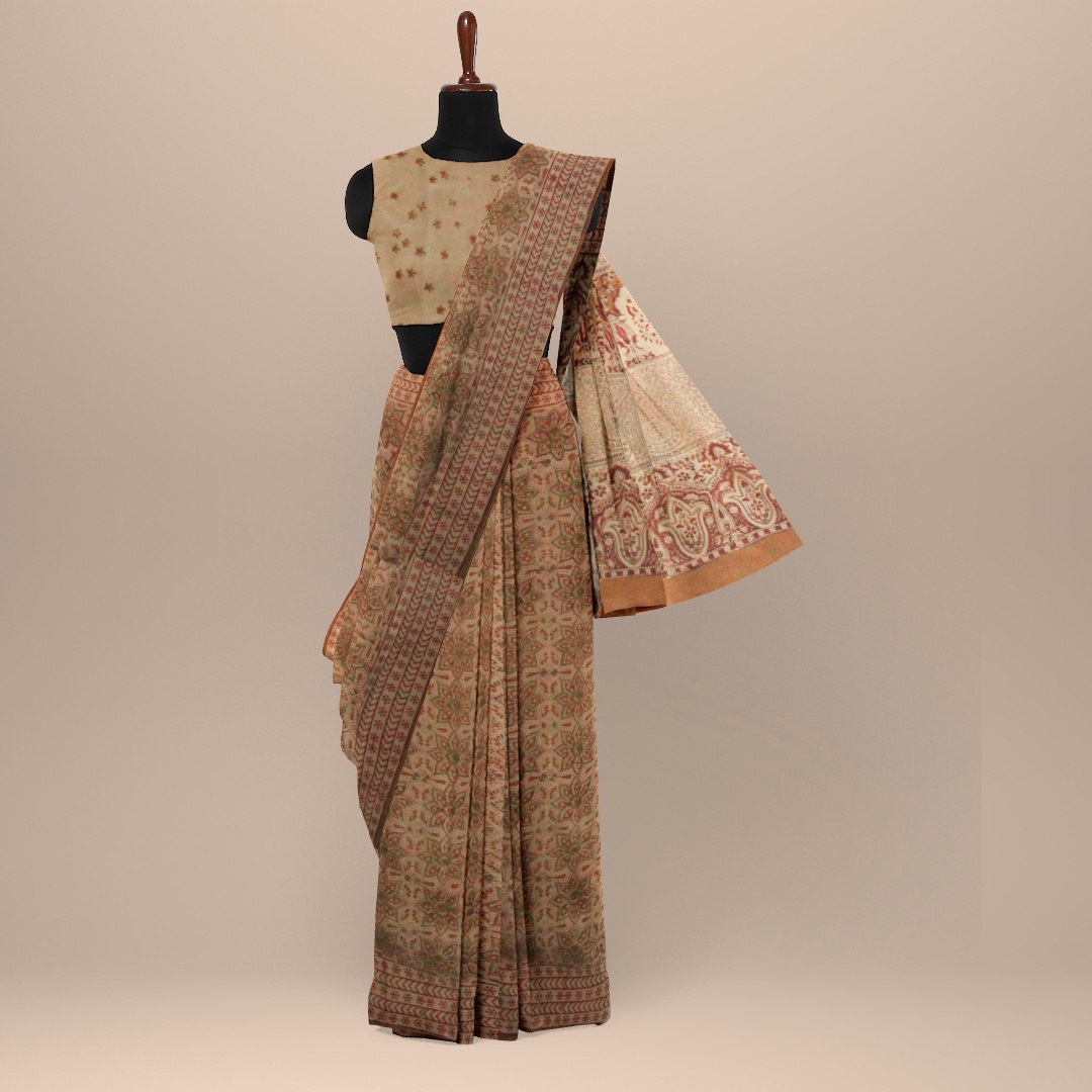 myindian brand bagru block print saree black brown