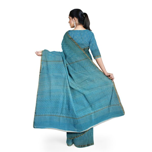 chanderi silk saree authentic blue from my indian brand