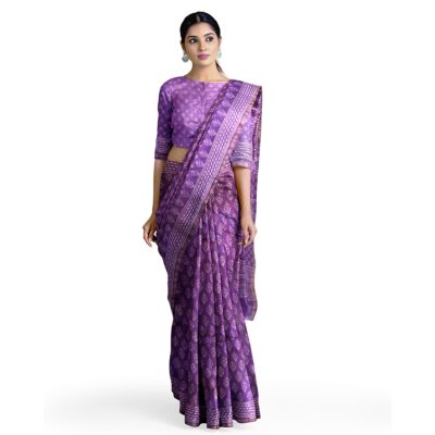 my indian brand purple chanderi silk saree for online purchase at best price