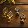 myindianbrand Oxidised Spiral Yellow & Black Jhumki