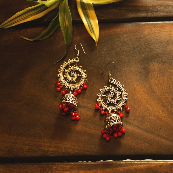 myindianbrand swirl red jhumki