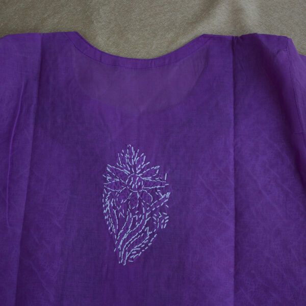 Women Purple & White Chikankari Hand Embroidered Cotton Straight Sustainable Kurta