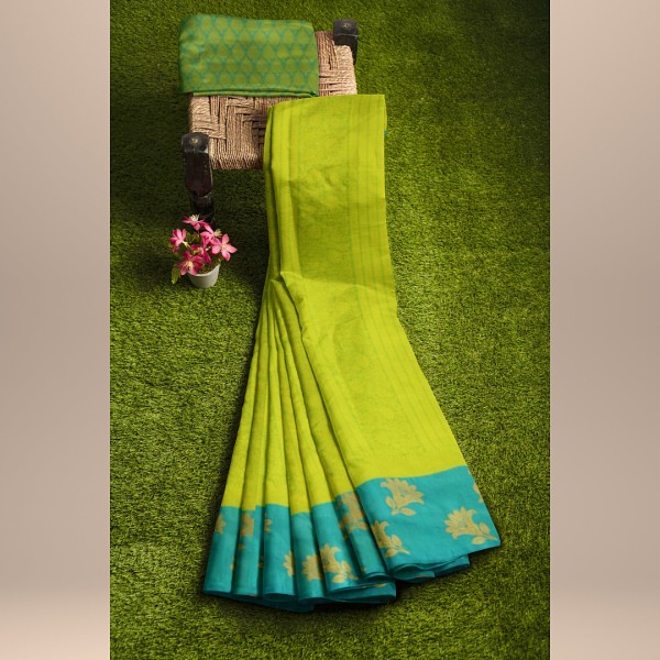 myindianbrand lemon green tanchoi silk saree online folded