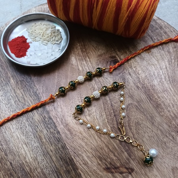 Handmade stone Kaleva Rakhi Green