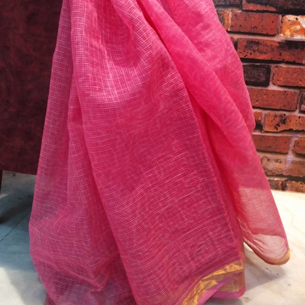 myindianbrand kota doria pink saree premium