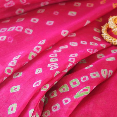Pink Bandhej Art Silk Saree