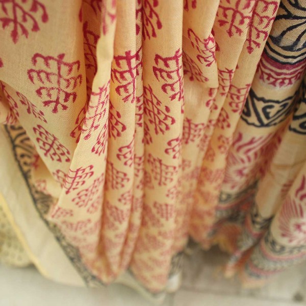 myindianbrand-handblock-Cream-red-pattern-cotton-linen-saree-with-zari-border-6pg