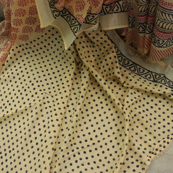 myindianbrand-handblock-Cream-red-pattern-cotton-linen-saree-with-zari-border-9pg