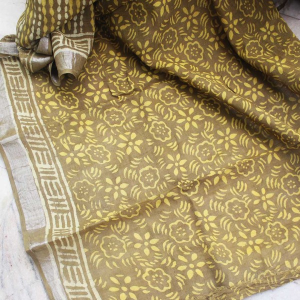 myindianbrand-handblock-musturd-brown-cotton-linen-saree-with-zari-border-5jpg