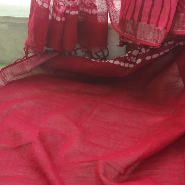 myindianbrand-handblock-pink-red-pattern-cotton-linen-saree-with-zari-border-7pg