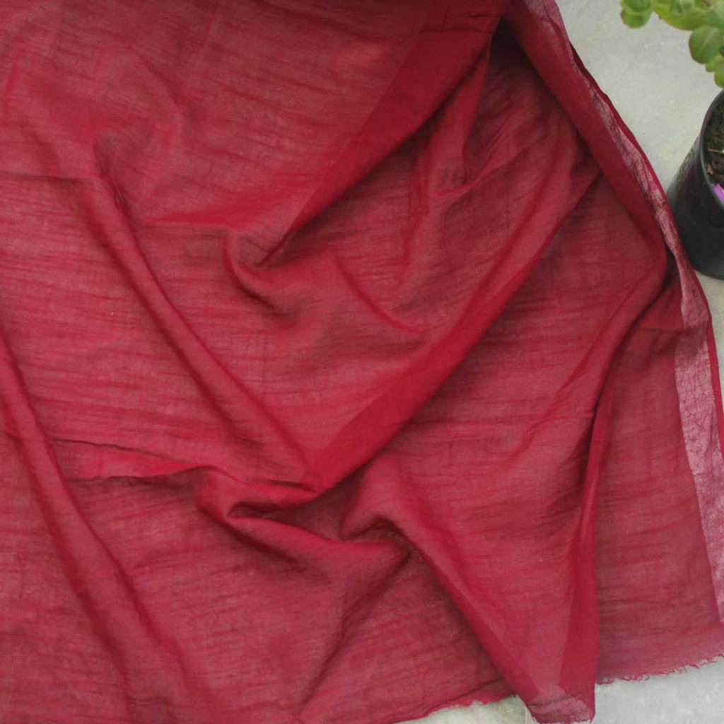 Brown - Linen Hand Block Print Bagru Saree with Zari Border 13