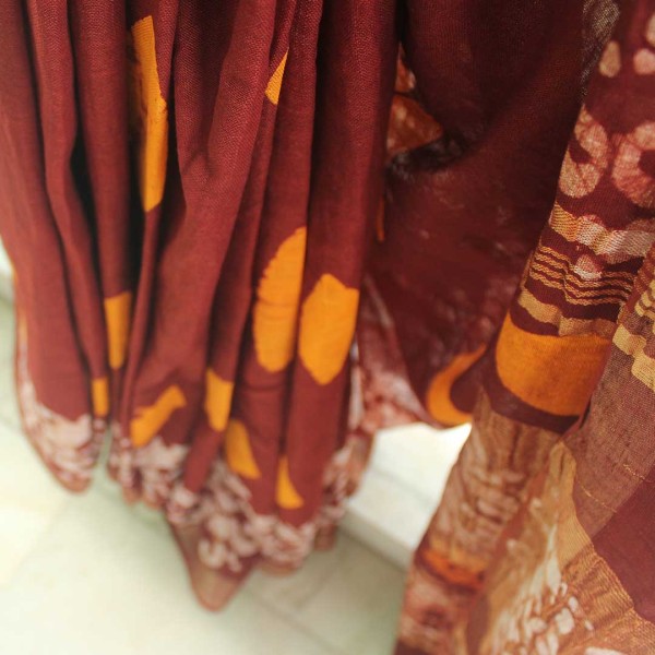 myindianbrand-handblock-rust-red-and-yellow-pattern-cotton-linen-saree-with-zari-border-7pg