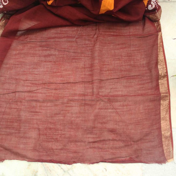 myindianbrand-handblock-rust-red-and-yellow-pattern-cotton-linen-saree-with-zari-border-8pg