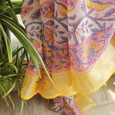 myindianbrand-handblock-white-floral-cotton-linen-saree-with-zari-border-5jpg
