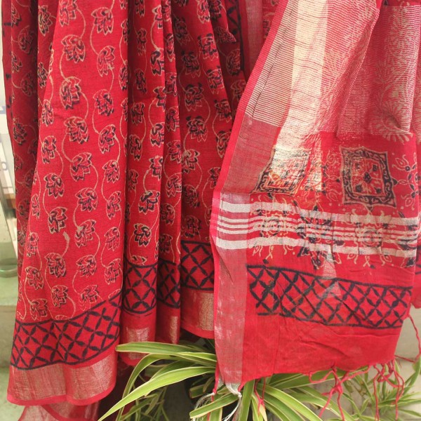 myindianbrand-handblock-white-pink-cotton-linen-saree-with-zari-border-10jpg
