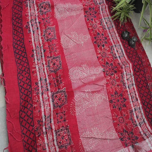 myindianbrand-handblock-white-pink-cotton-linen-saree-with-zari-border-4jpg