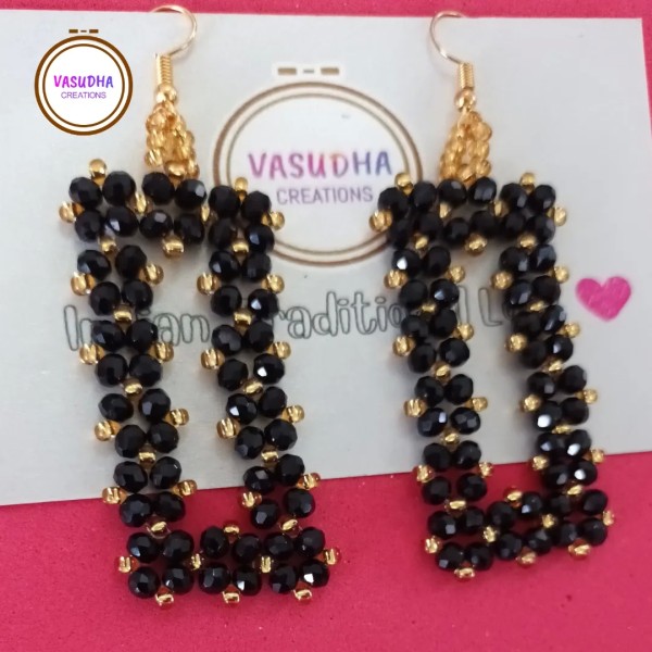 Festive Black Crystal Beads Earrings