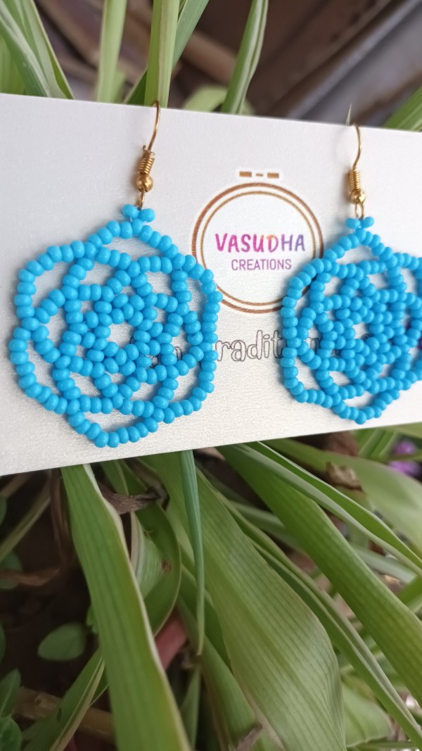 Mandala Rose Sky Blue Earrings