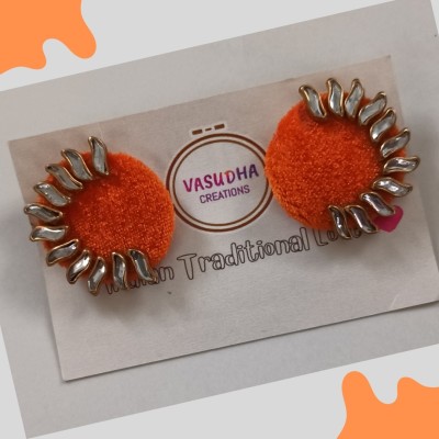 Orange Sun Fabric Earrings