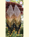 White Black Fringe Handmade Earrings