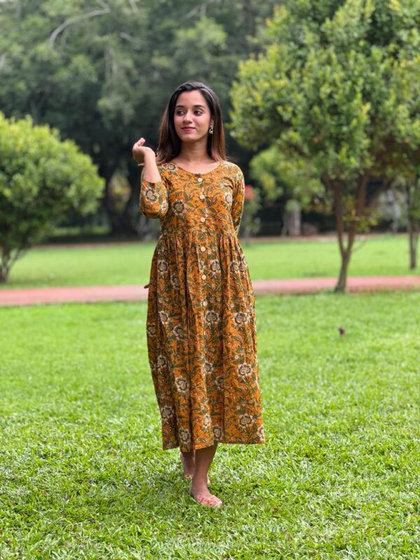 mustard dyed cotton dress by myindianbrand