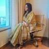 myindianbrand-yellow-olive-batik-bagru-print-linen-saree-sitting