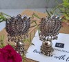 Lotus Jhumka Oxidised Drop Earring