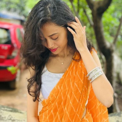 orange leheriya saree chiffon my indian brand
